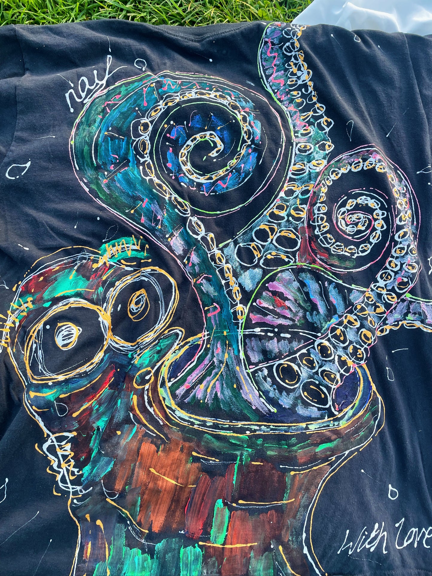 Hand-Painted “Octopus Spiral” T-Shirt