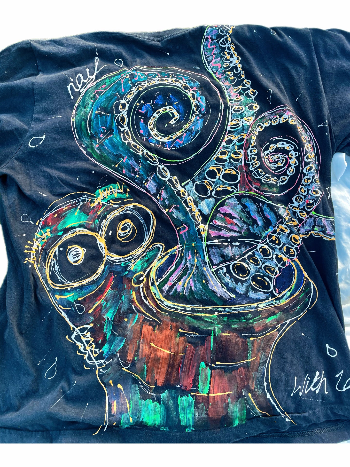Hand-Painted “Octopus Spiral” T-Shirt