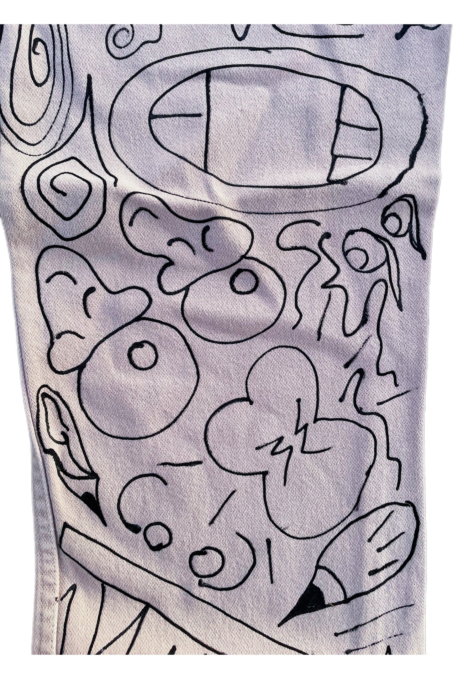 “Monochrome Mayhem: The Doodle Dream Jeans”