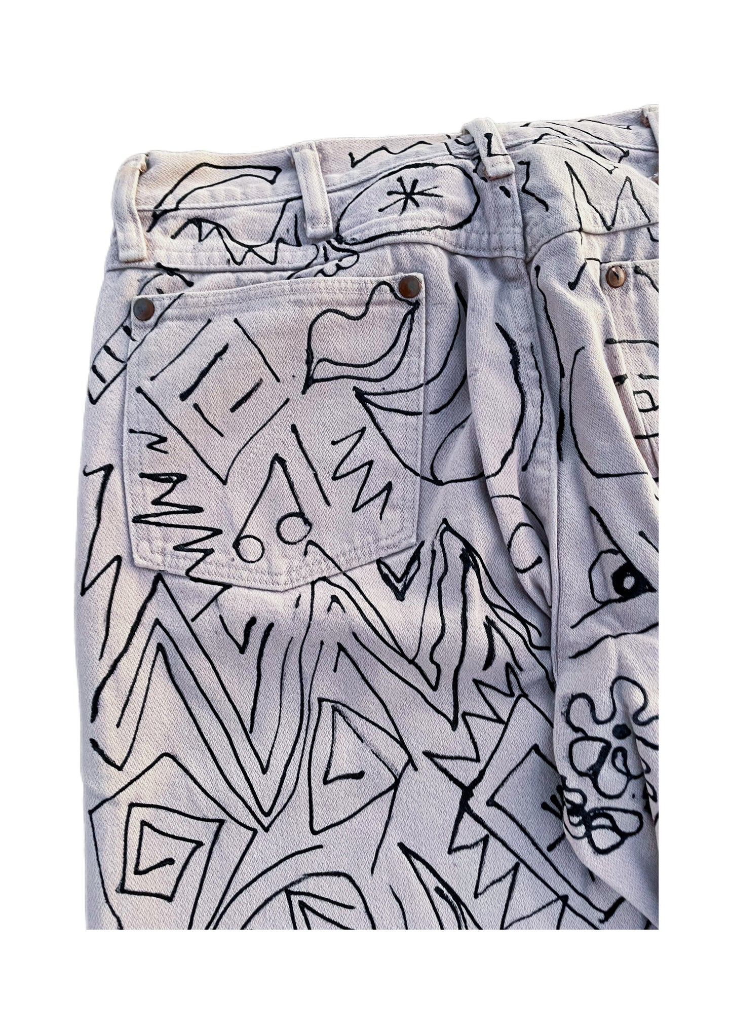 “Monochrome Mayhem: The Doodle Dream Jeans”