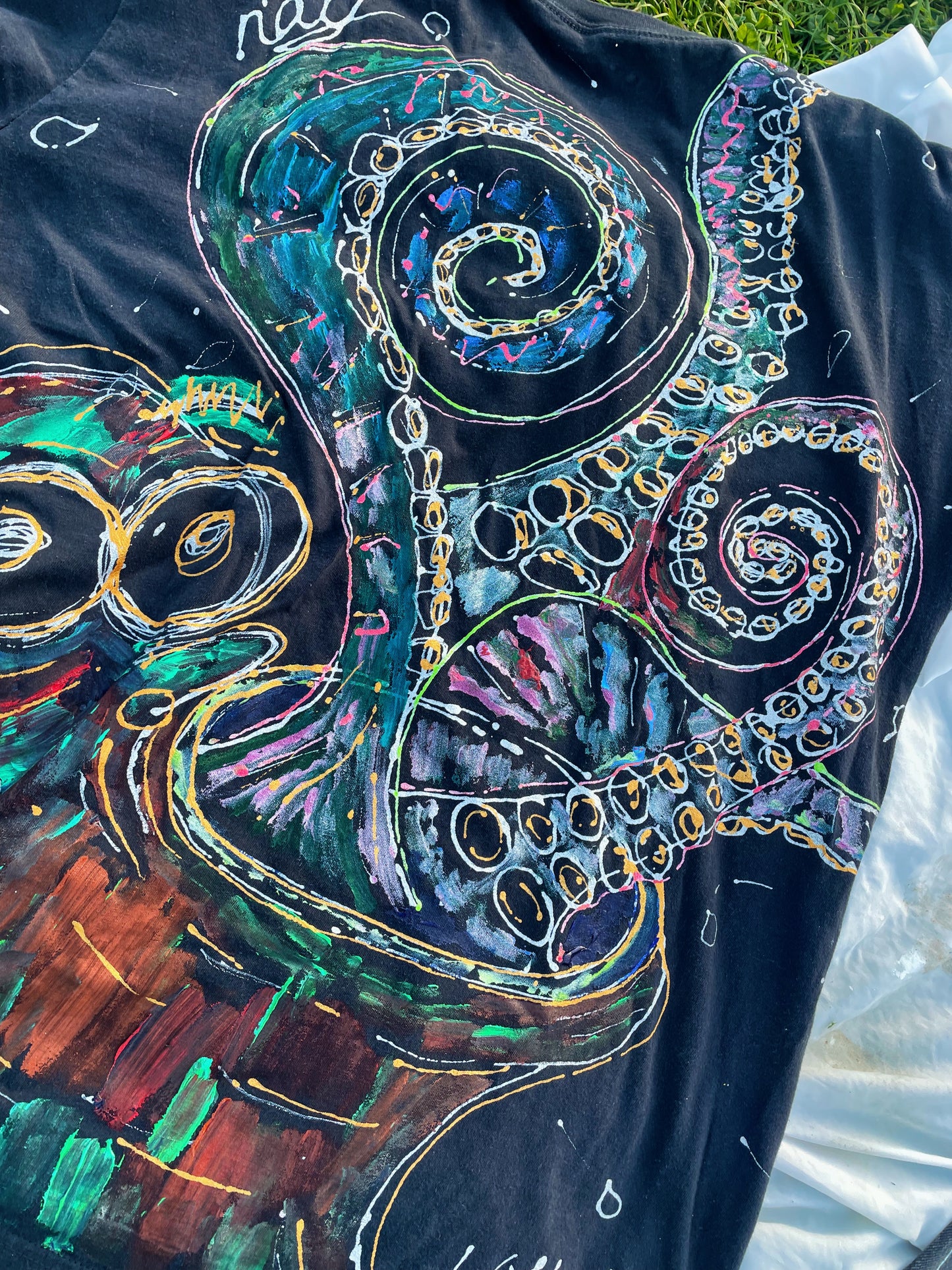 Hand-Painted “Octopus Spiral” T-Shirt