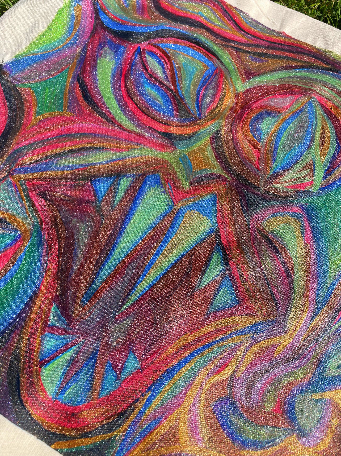 Hand-Painted Abstract Tote Bag - “Lucid Embrace”
