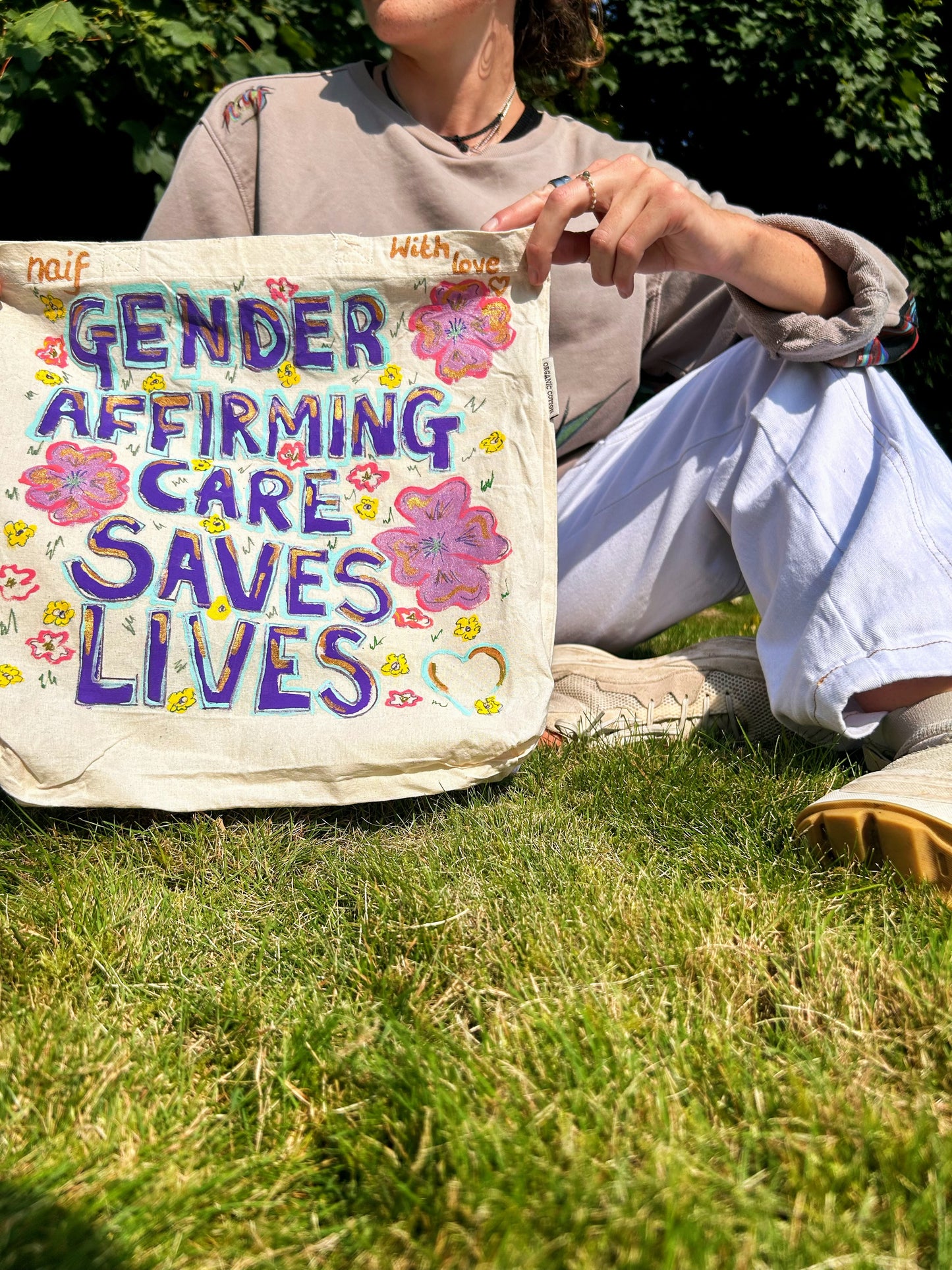 Hand Painted Gender Affirming Care Tote Bag