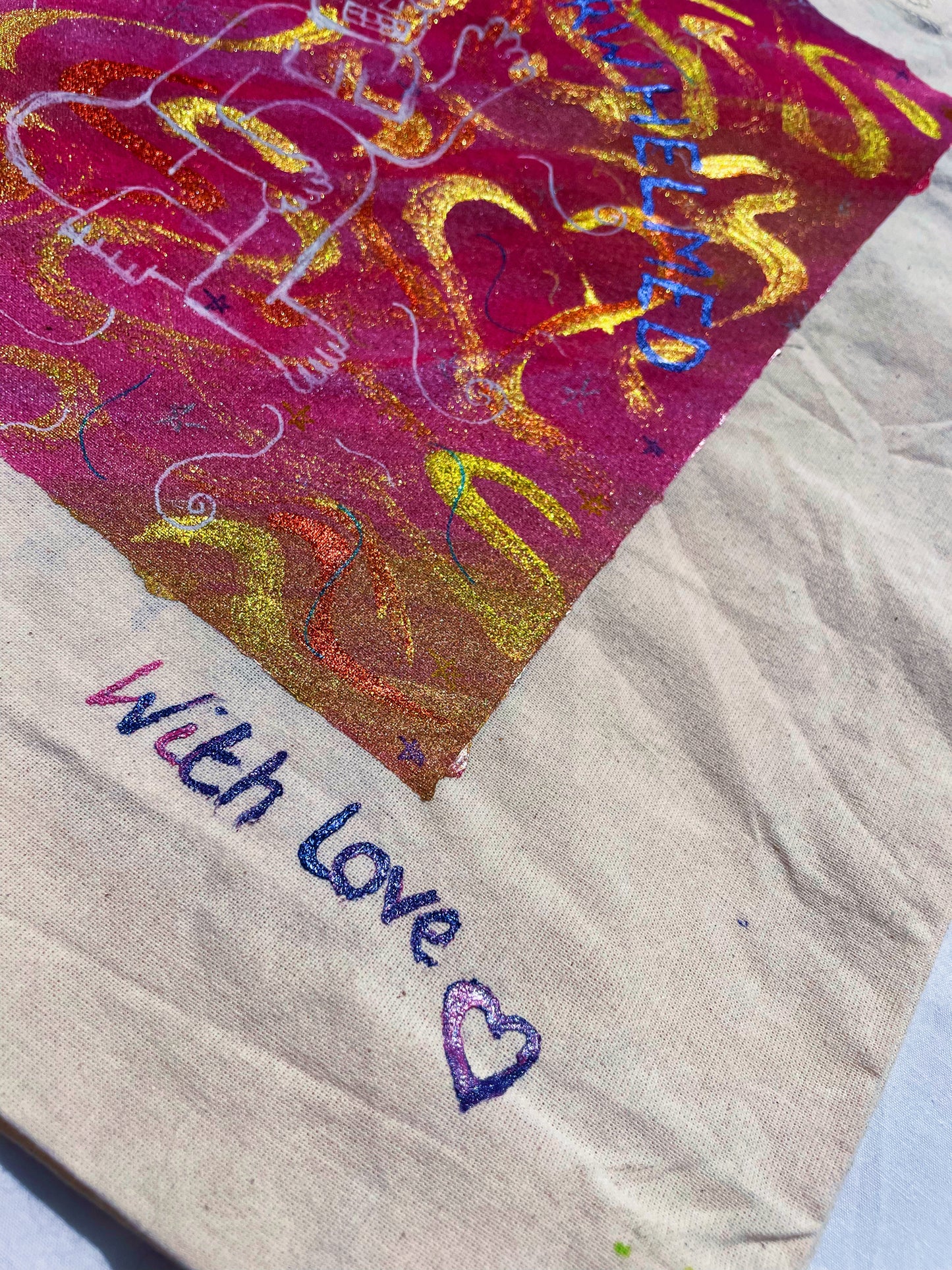 Hand-Painted Eco-Conscious Cotton Tote Bag – "Probably Overwhelmed" Design