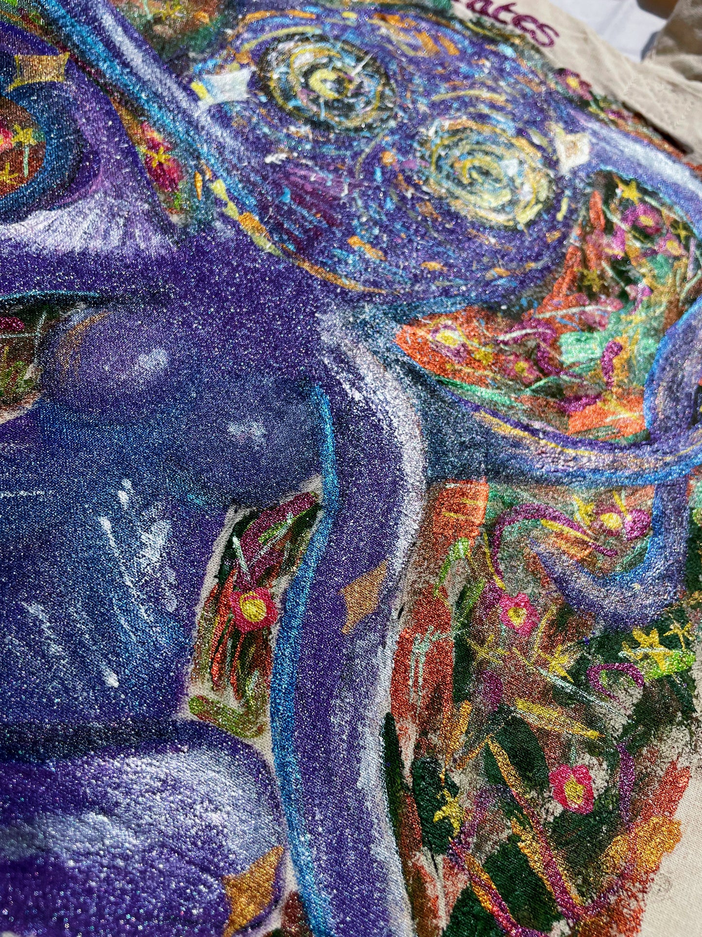 Hand-Painted Tote – “Galactic Muse”