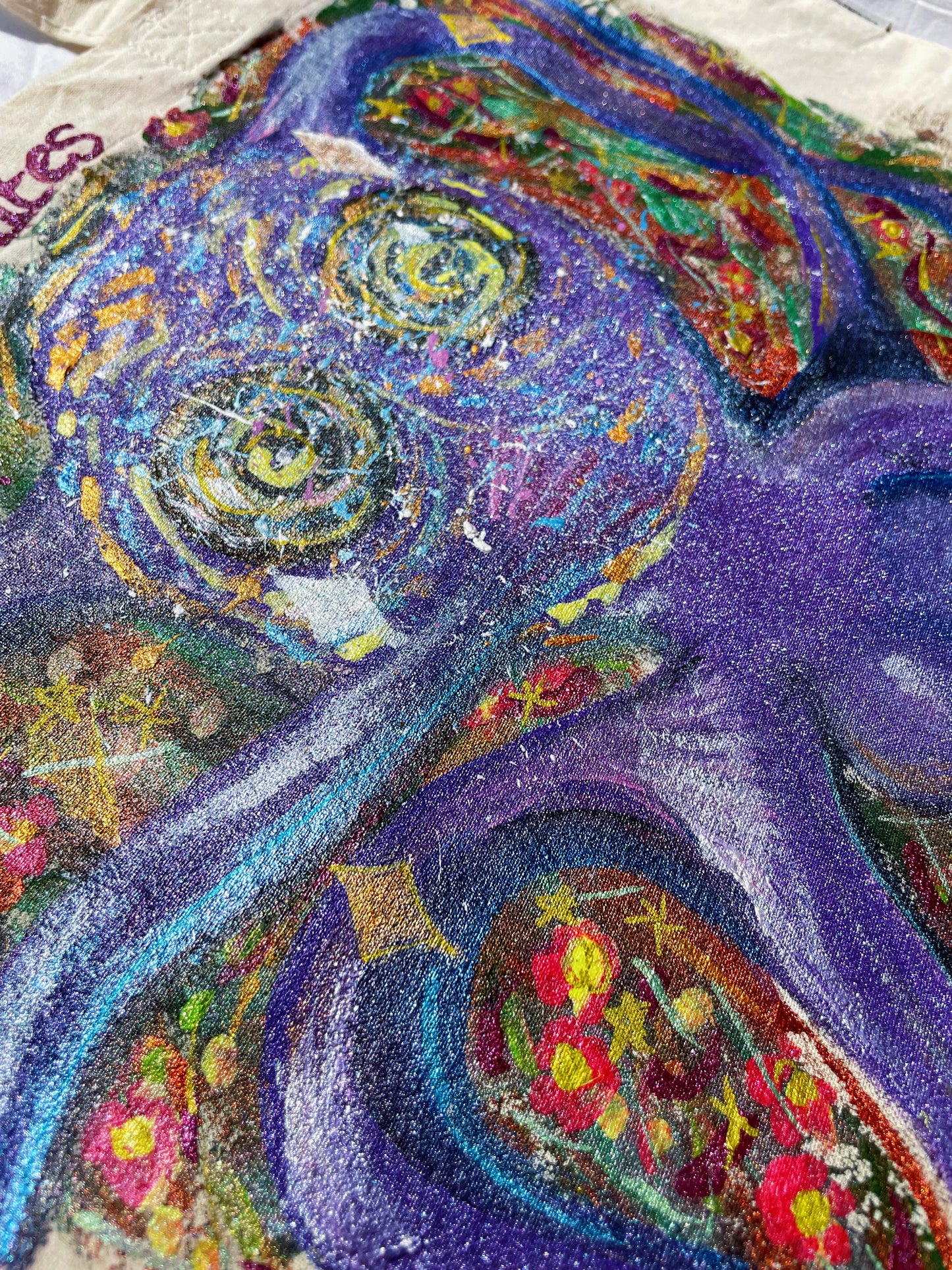 Hand-Painted Tote – “Galactic Muse”