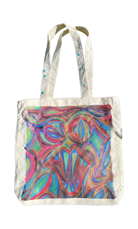 Hand-Painted Abstract Tote Bag - “Lucid Embrace”