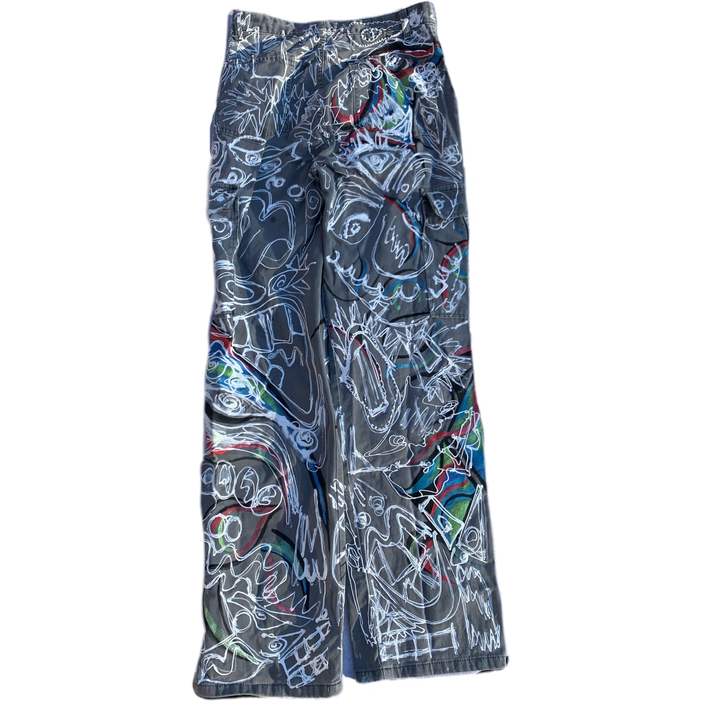 “Zapped and Doodled”- Hand Painted Cargo Pants