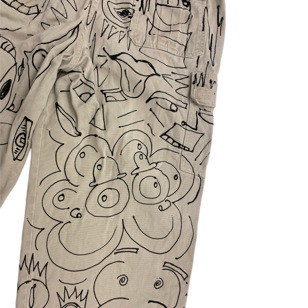 Hand-Painted Abstract Cargo Pants