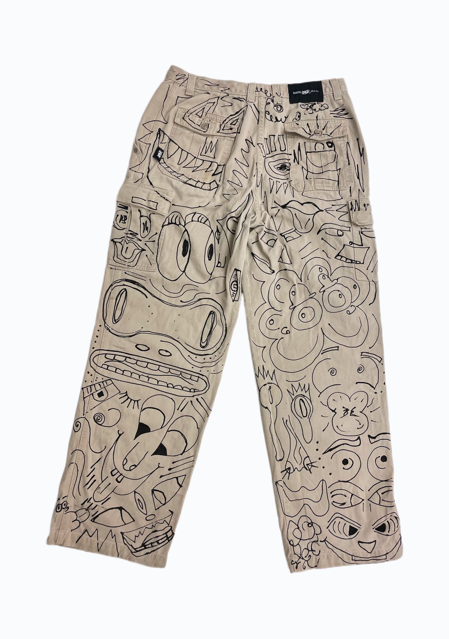 Hand-Painted Abstract Cargo Pants