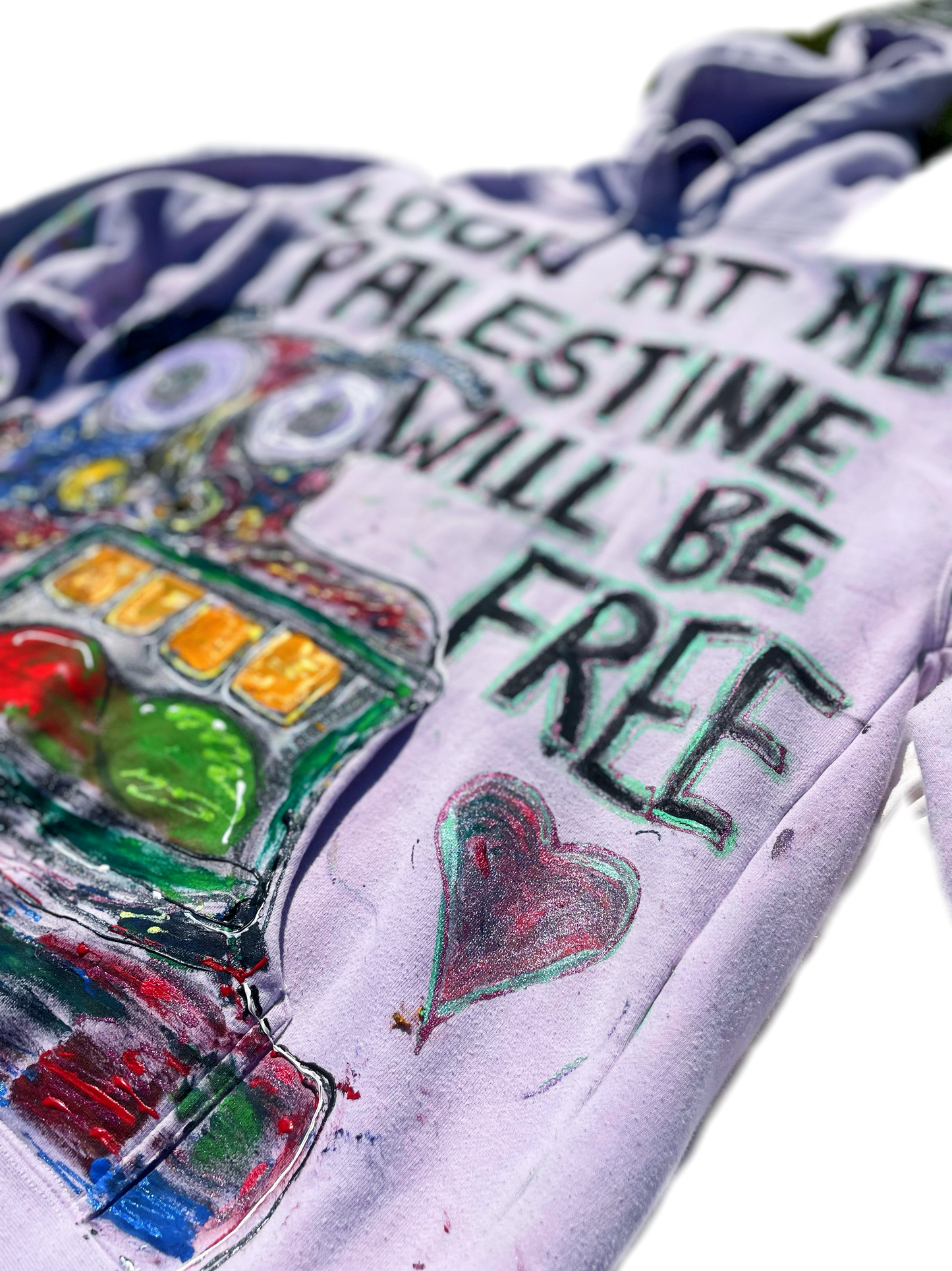 Hand-Painted “Look at Me, Palestine Will Be Free” Hoodie