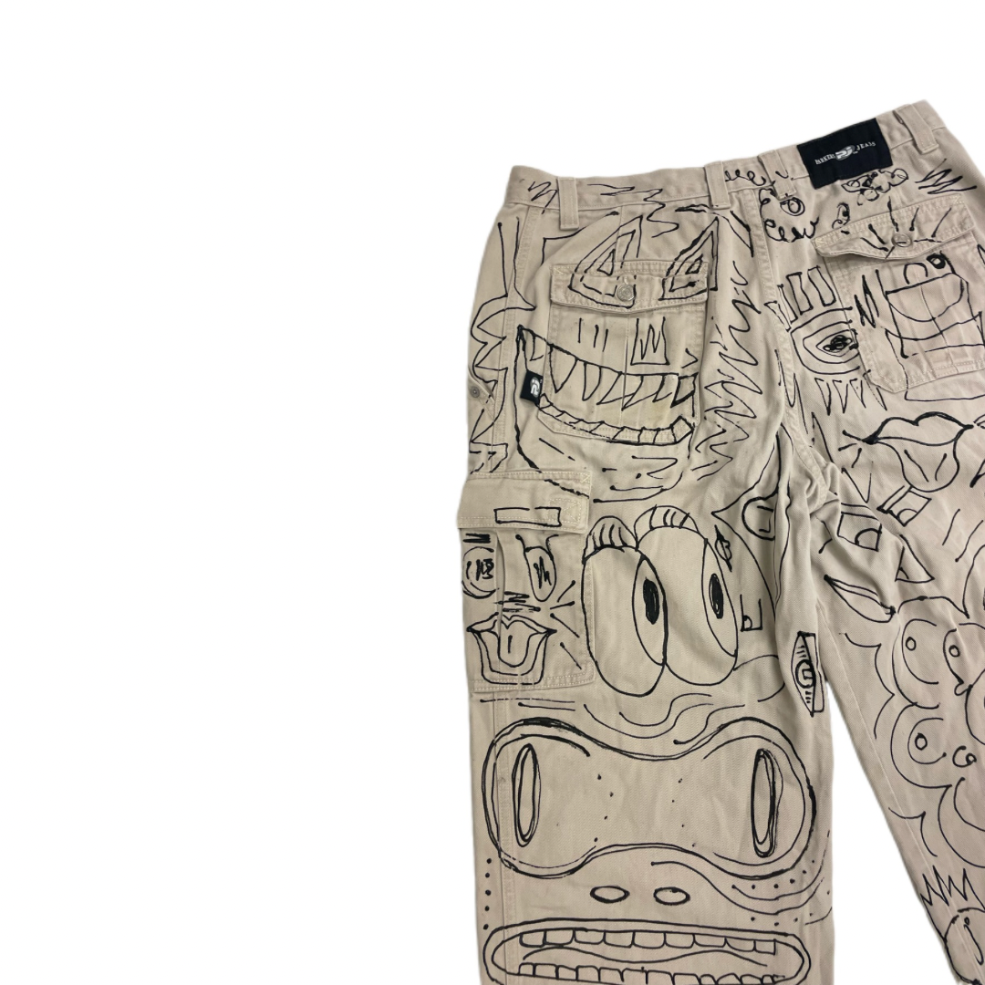 Hand-Painted Abstract Cargo Pants