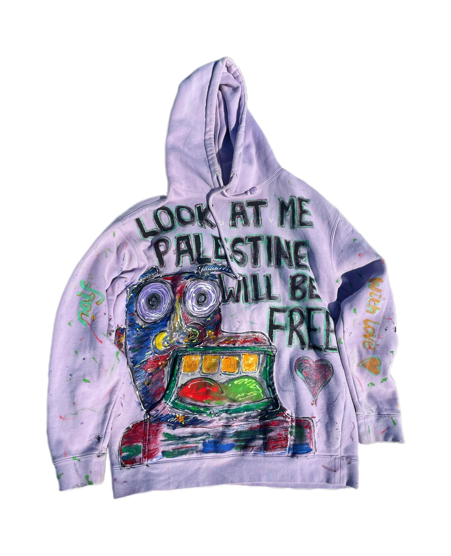 Hand-Painted “Look at Me, Palestine Will Be Free” Hoodie