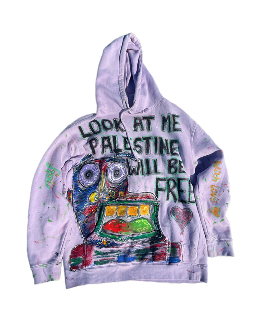 Hand-Painted “Look at Me, Palestine Will Be Free” Hoodie