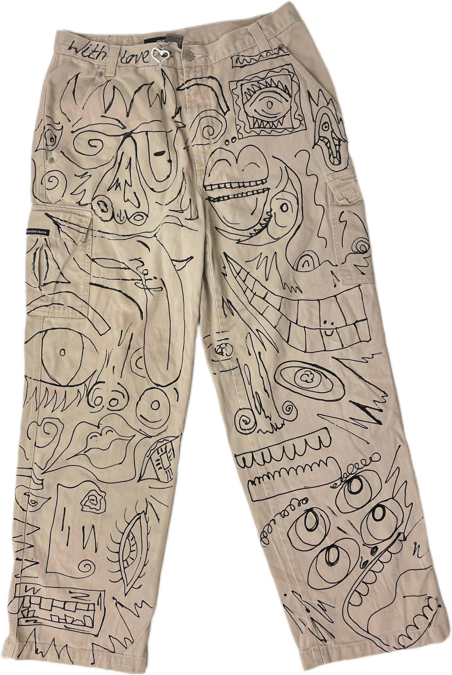 Hand-Painted Abstract Cargo Pants