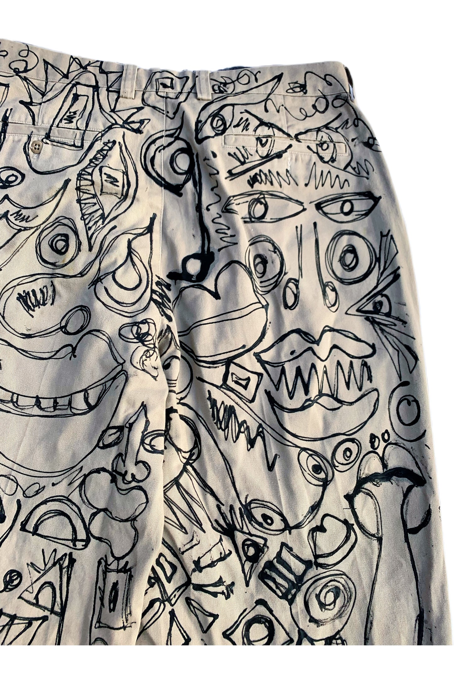 “The Unquiet Canvas”: Hand Painted Doodle Trousers