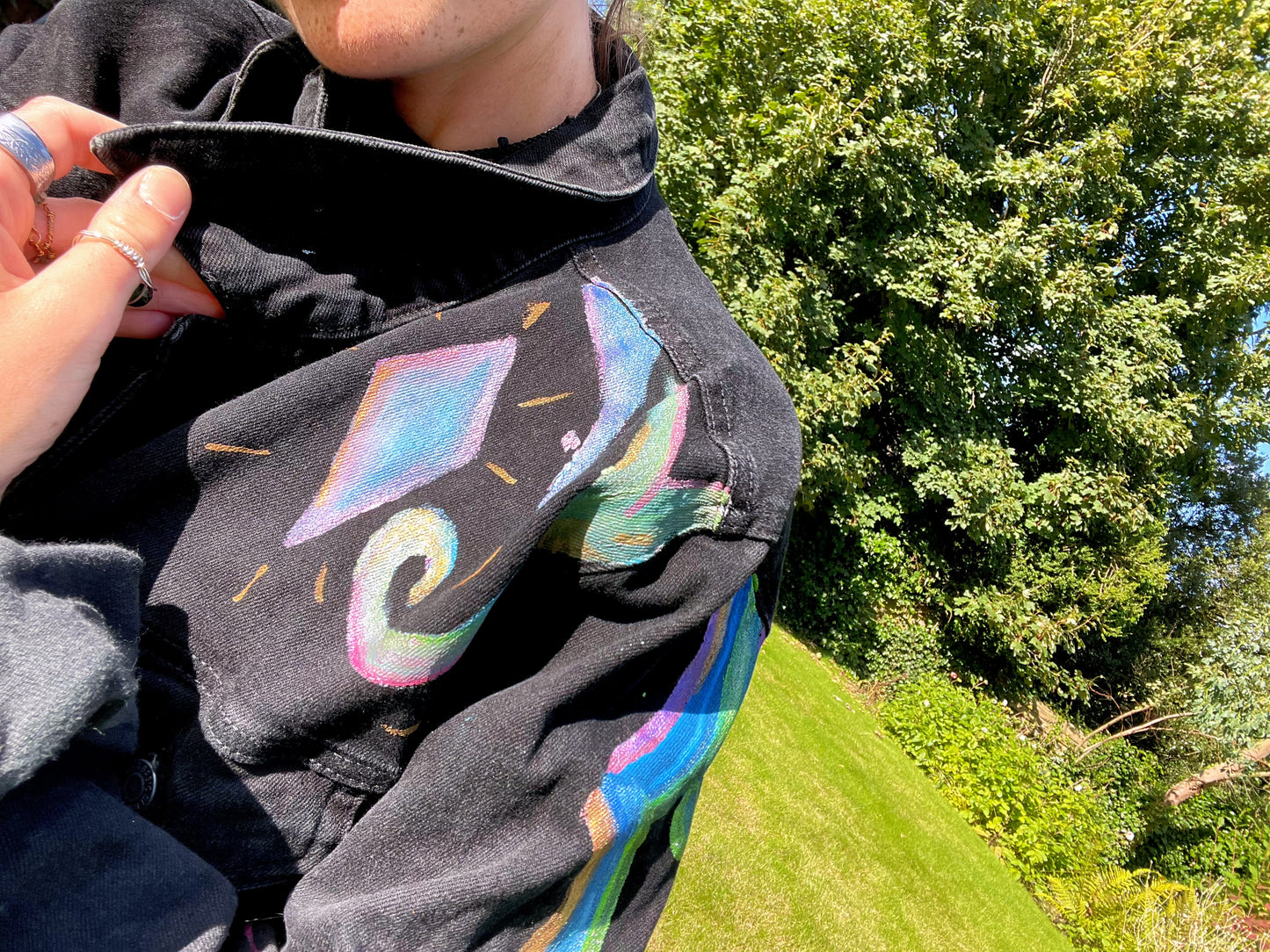 Hand-Painted Denim Jacket - “Cosmic Expression”