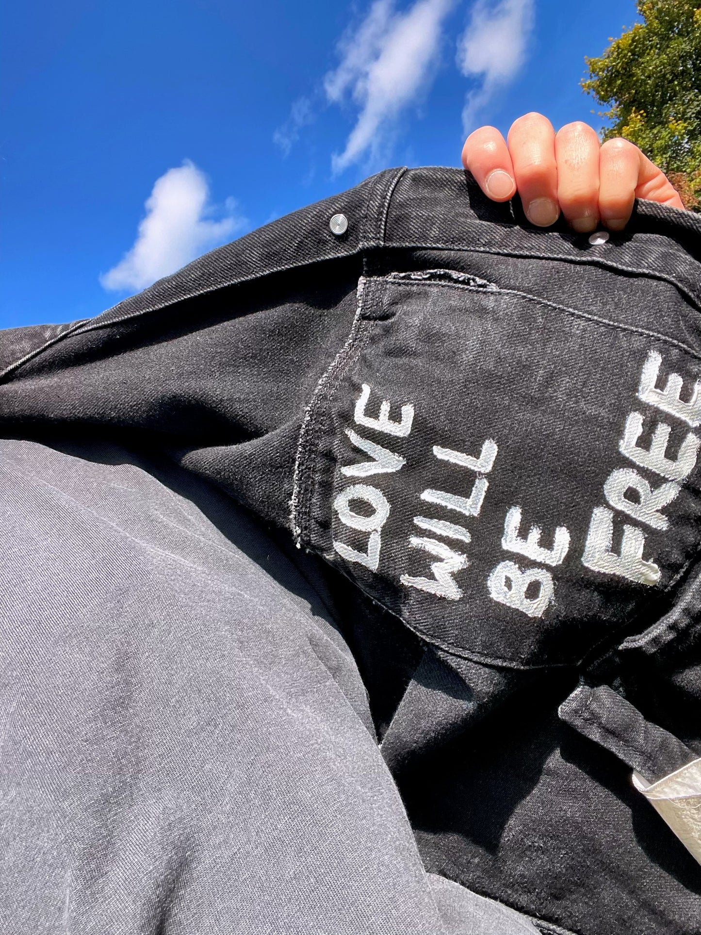 Hand Painted “Free Palestine” Denim Jacket