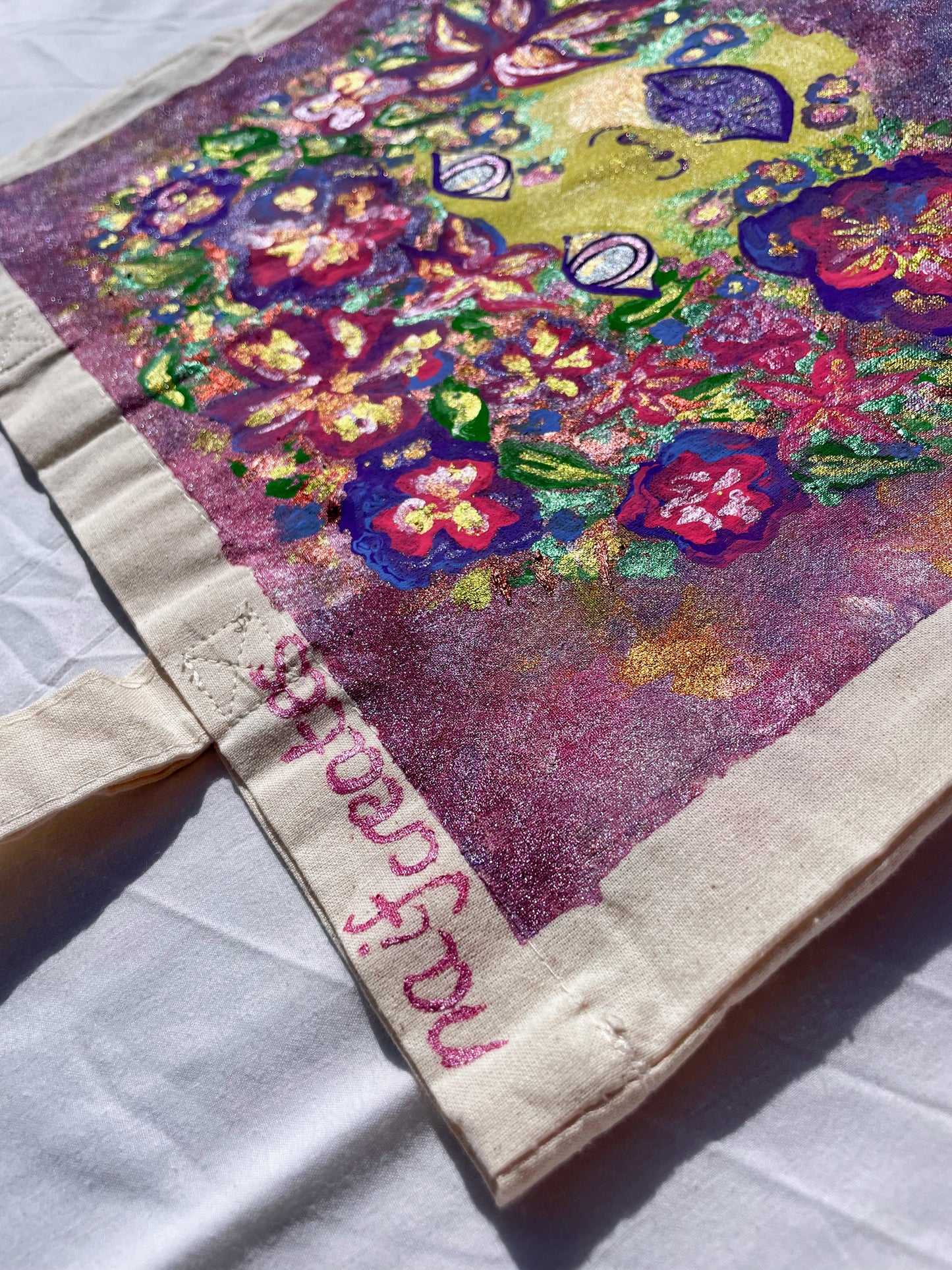 Floral Expression Hand Painted Tote