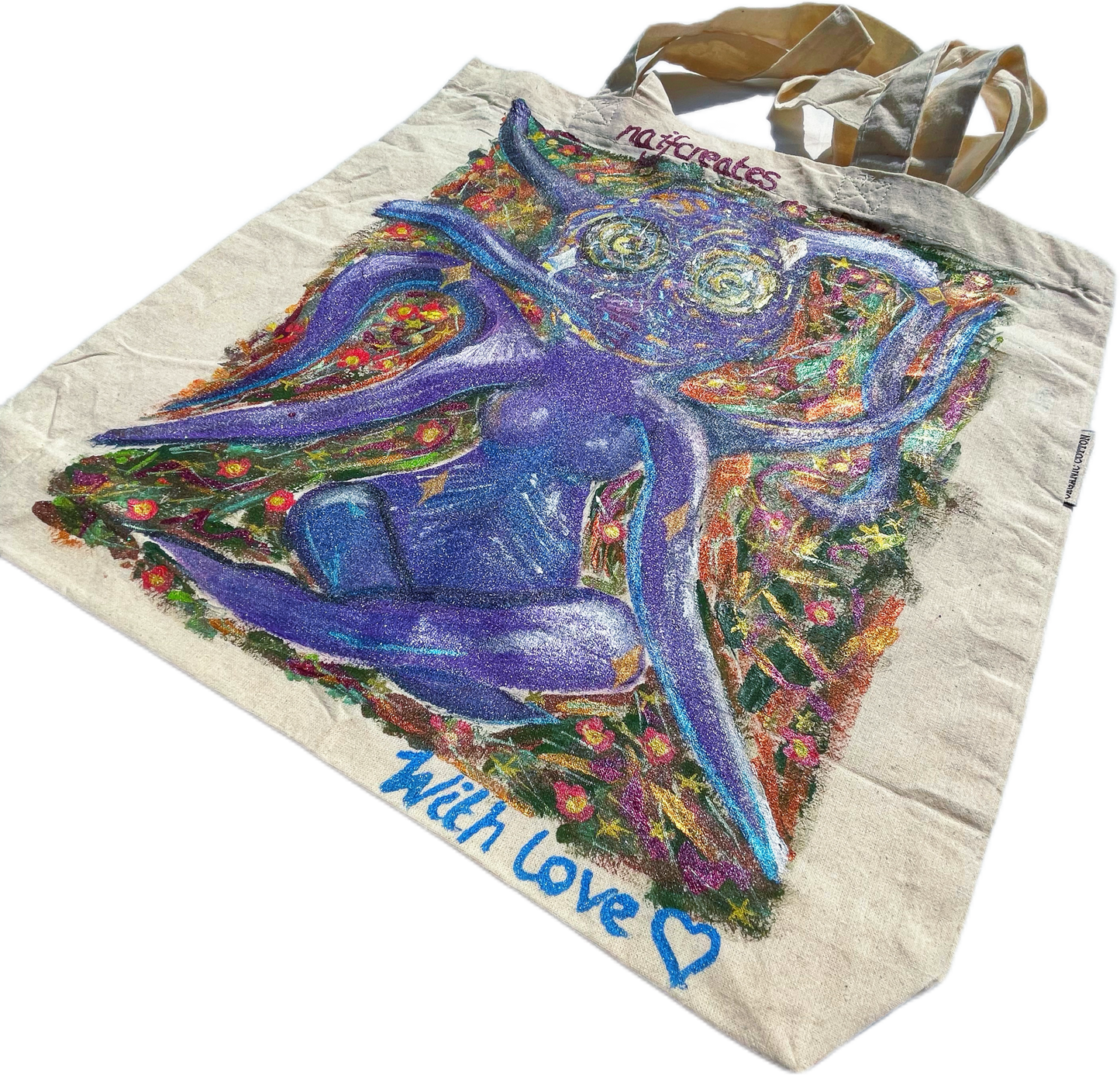 Hand-Painted Tote – “Galactic Muse”