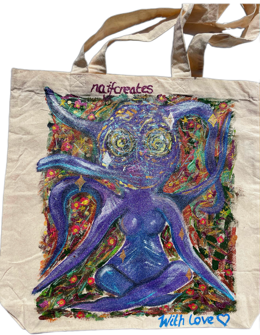 Hand-Painted Tote – “Galactic Muse”