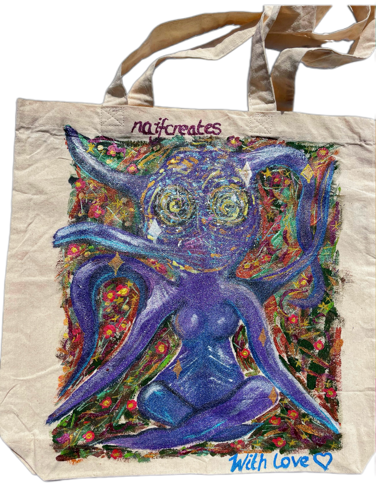 Hand-Painted Tote – “Galactic Muse”
