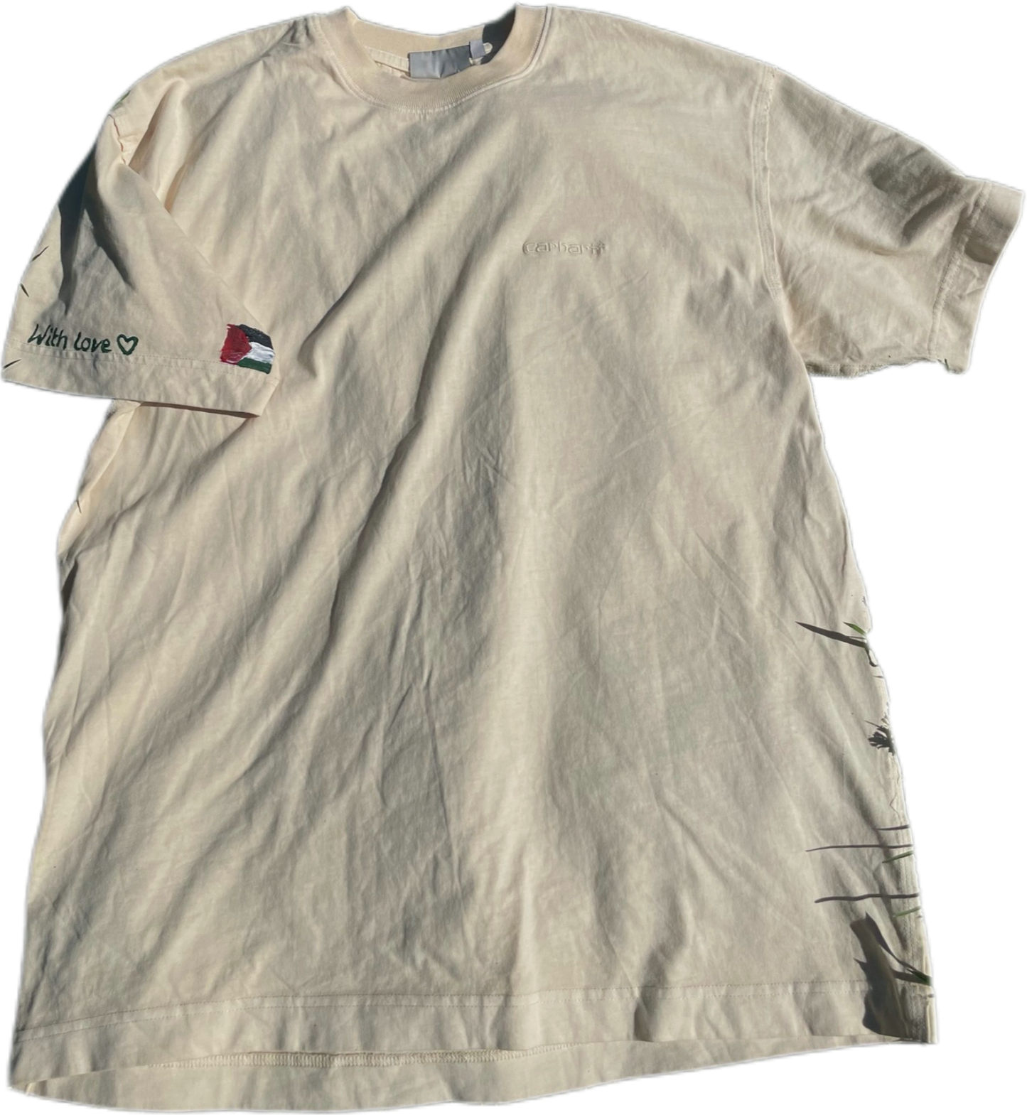 Hand-Painted T-Shirt – “Dancing Olive Trees of Resistance”