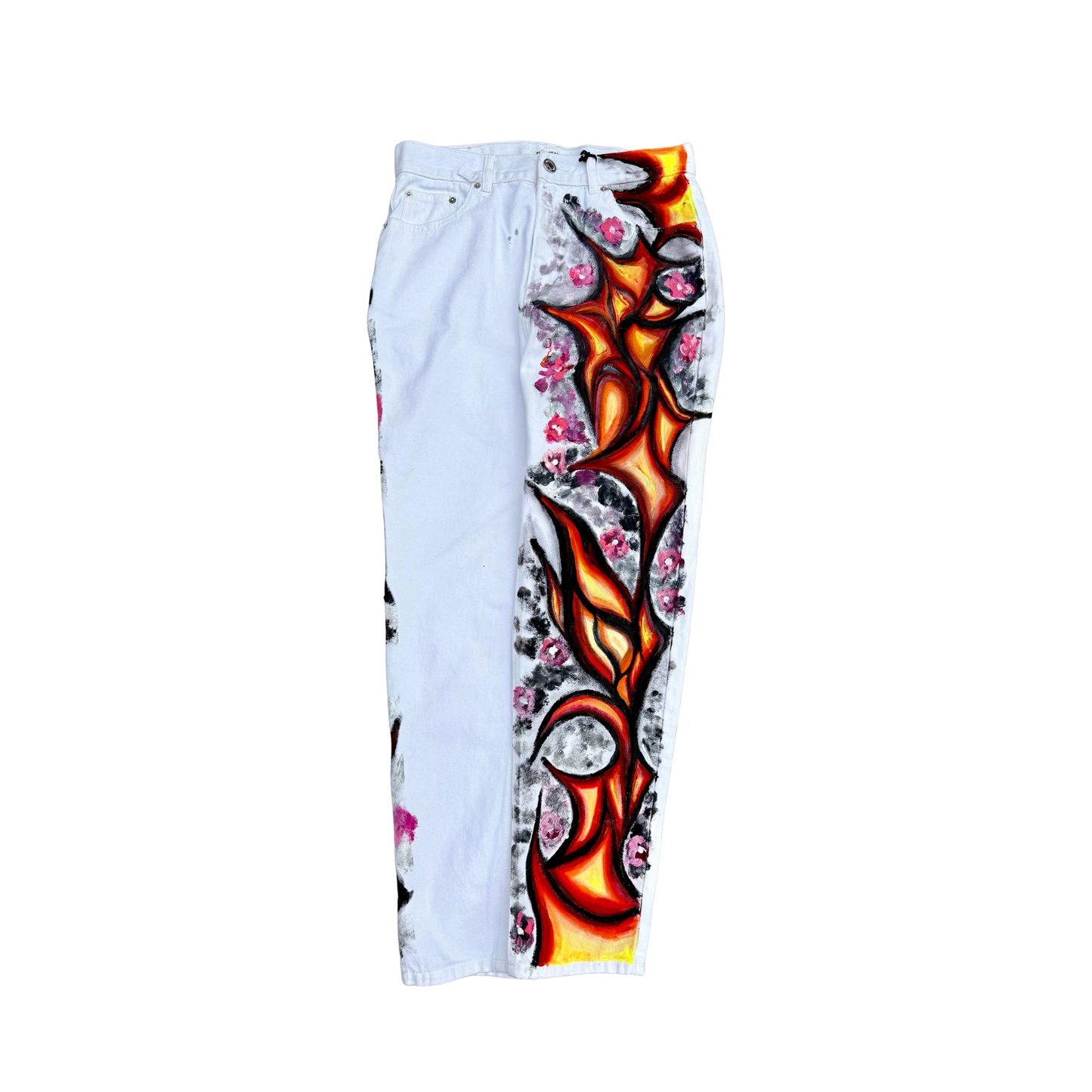 "Playing With Fire" White Jeans