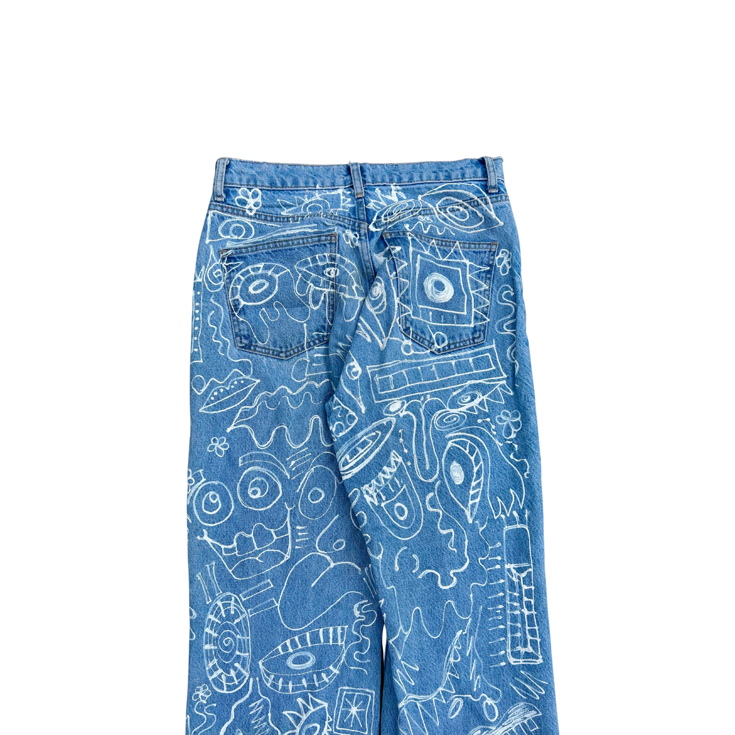 "White Noise" Hand-Painted Jeans