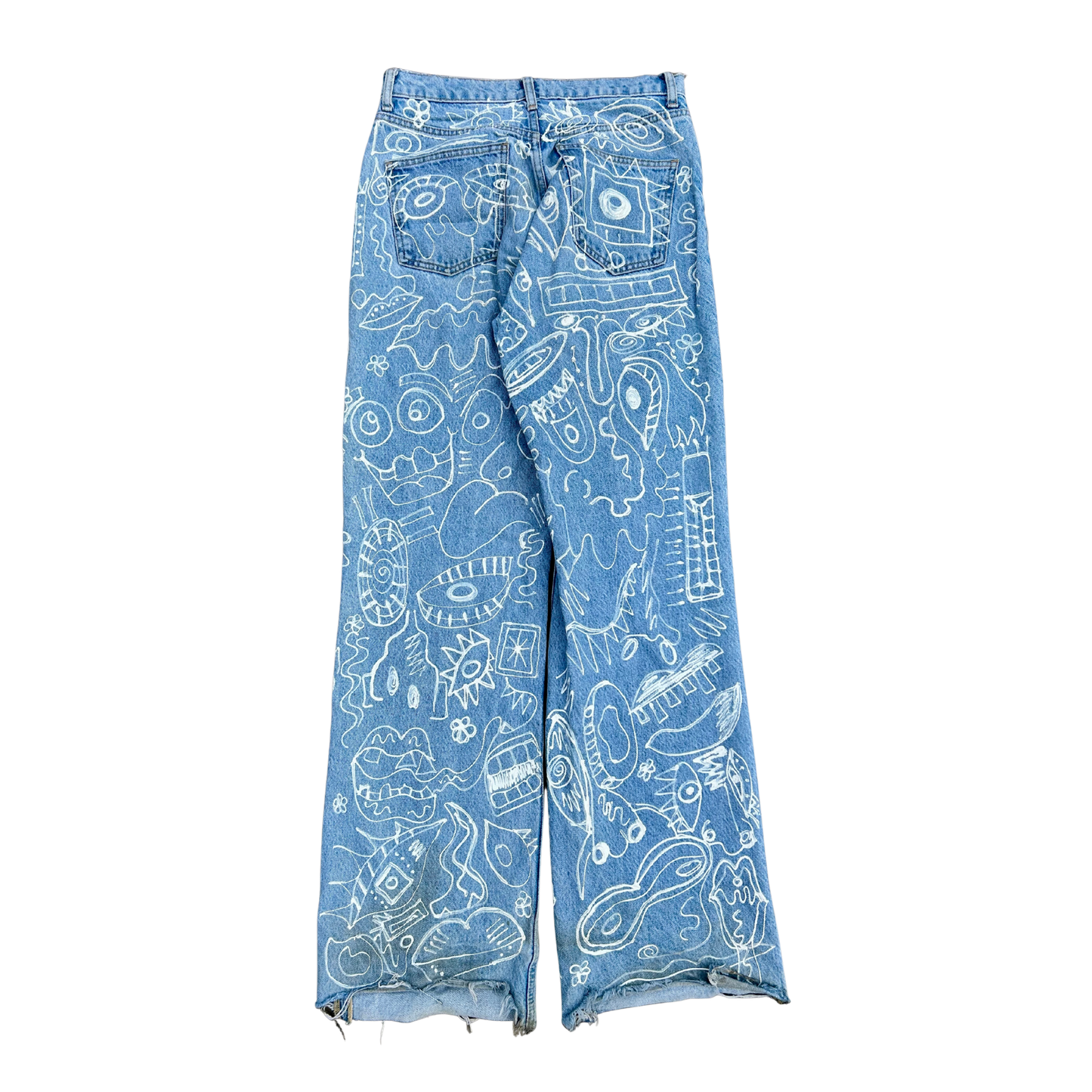 "White Noise" Hand-Painted Jeans