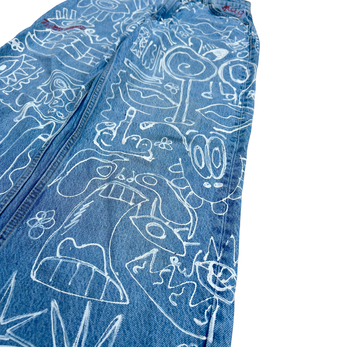 "White Noise" Hand-Painted Jeans