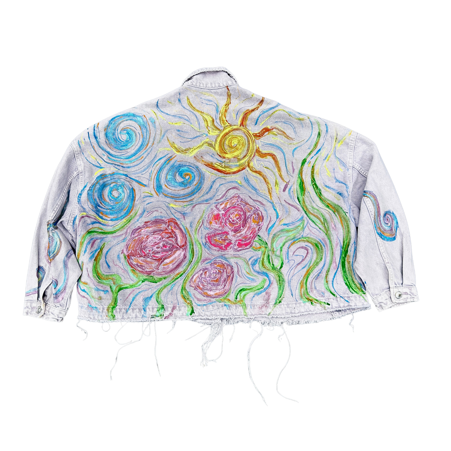 “Bloomstorm” Light Pink Denim Jacket