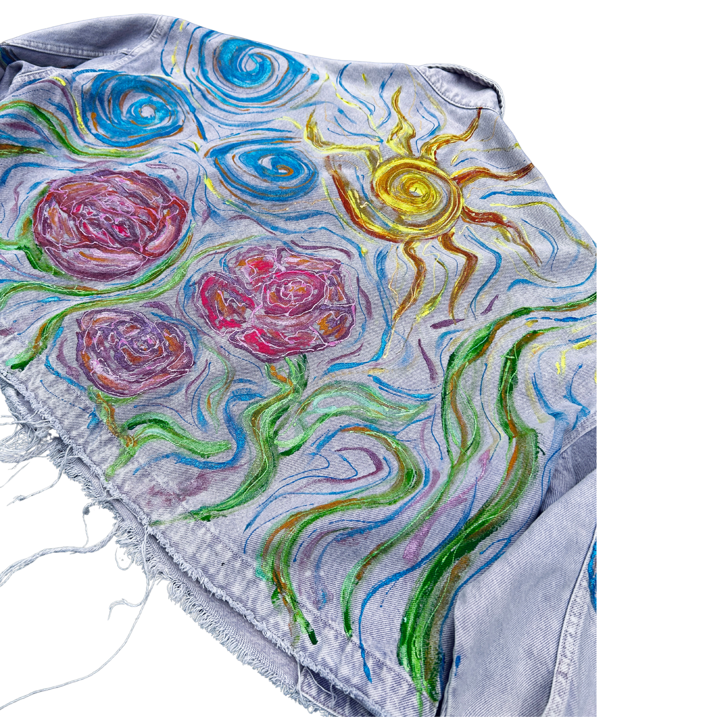 “Bloomstorm” Light Pink Denim Jacket